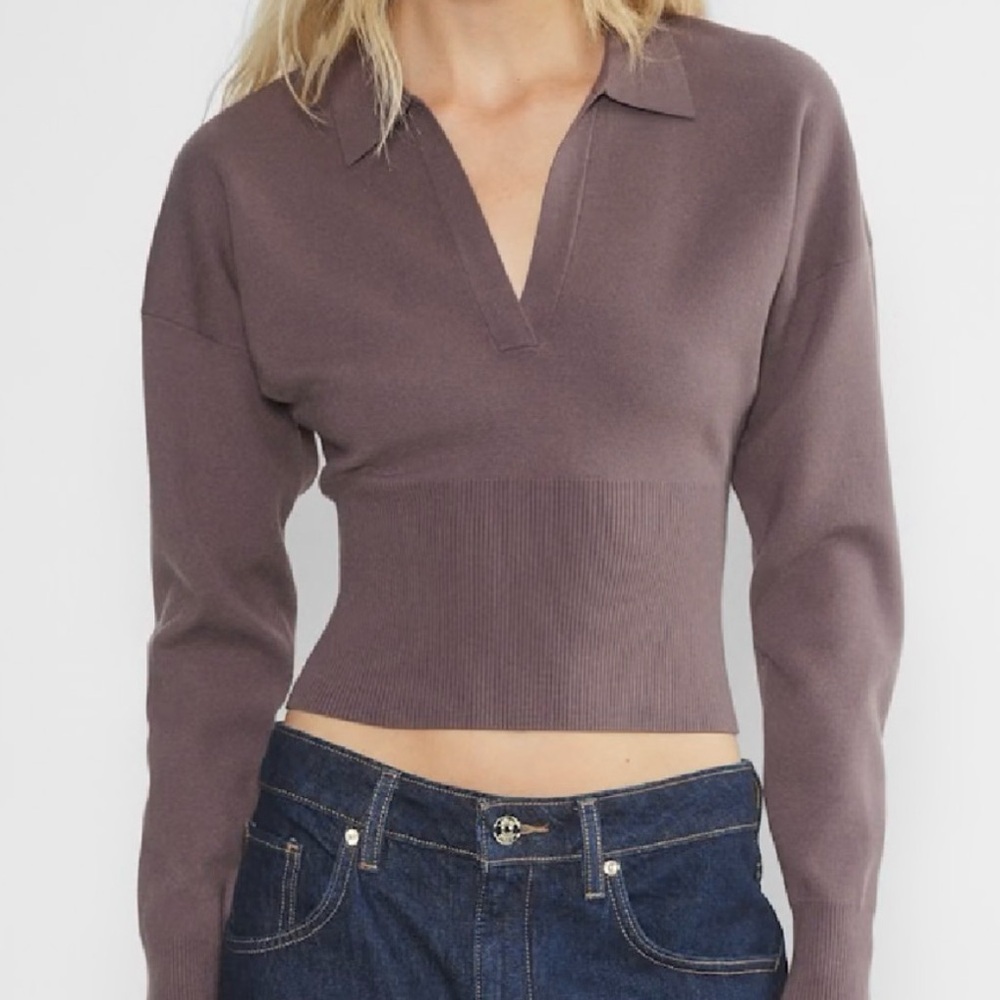 Aritzia Purple Long Sleeve Knit Top